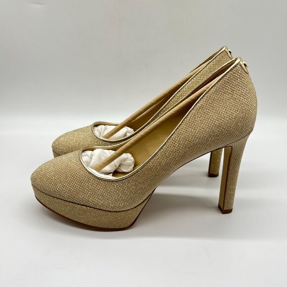 Michael Michael Kors Womens 7M Gold Chantal Platform Pumps Heels Shoes - Picture 6 of 15
